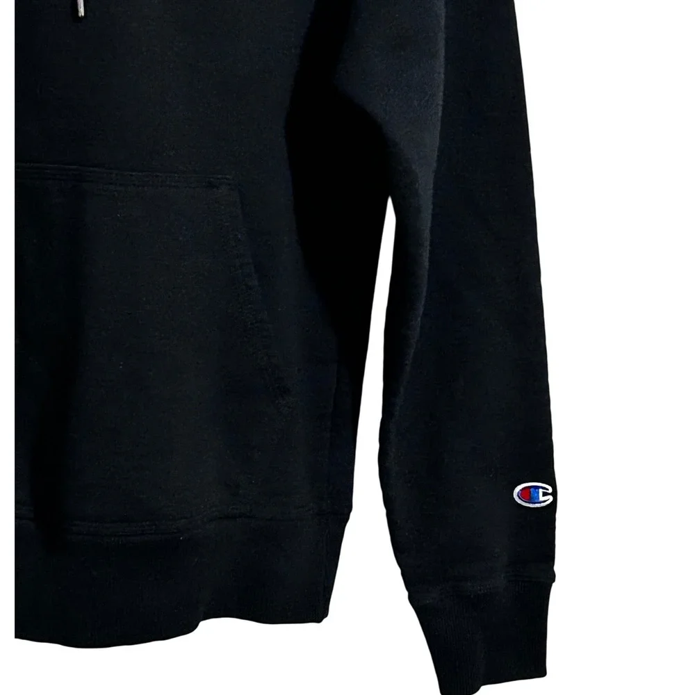 Champion Heavy Black Hoodie Sweatshirt Men's Size Small Gray‎ Lined Hood